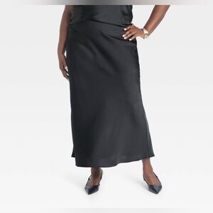 Elegant Black Satin Skirt
